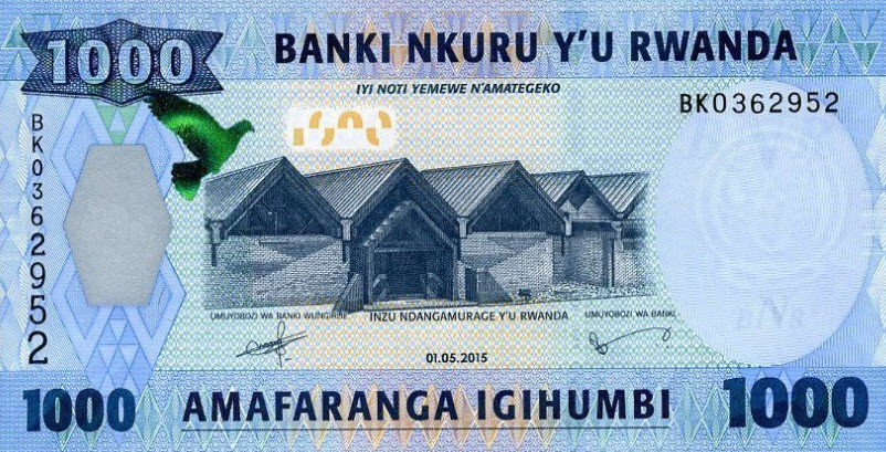 P39 Rwanda 1000 Francs Year 2015